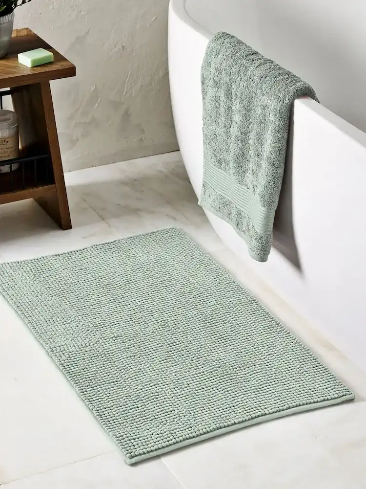 Light Sage Green Bobble Bath Mat